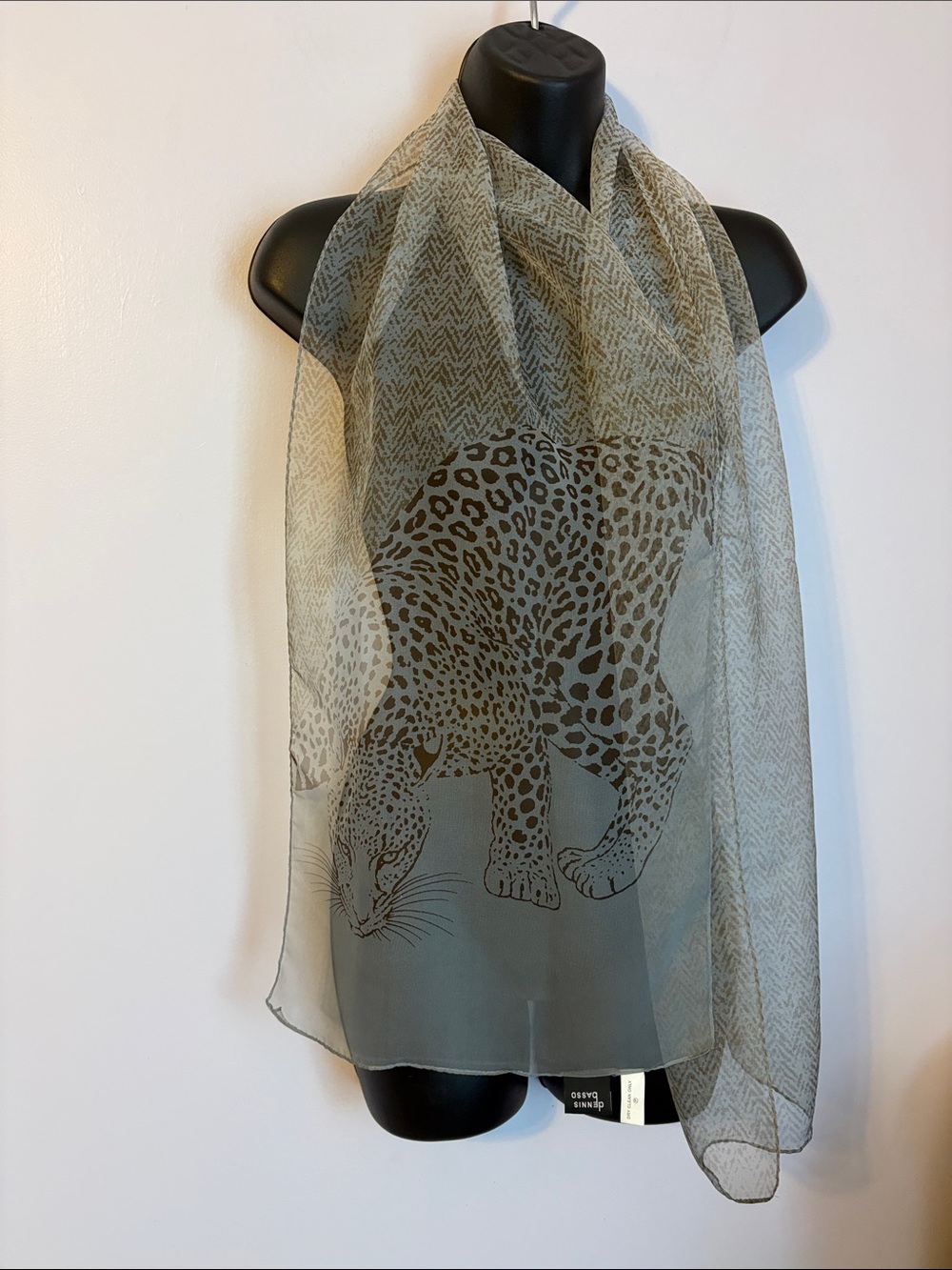 Dennis Basso Jaguar Gray Brown Sheer Rectangle Scarf